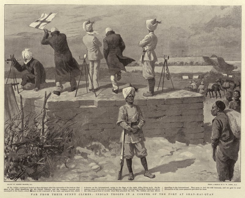 Far from their Sunny Climes, Indian Troops in a Corner of the Fort at Shan-Hai-Quan by Gordon Frederick Browne