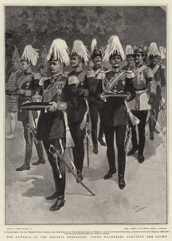 The Funeral of the Empress Frederick, Count Waldersee carrying the Crown by Gordon Frederick Browne