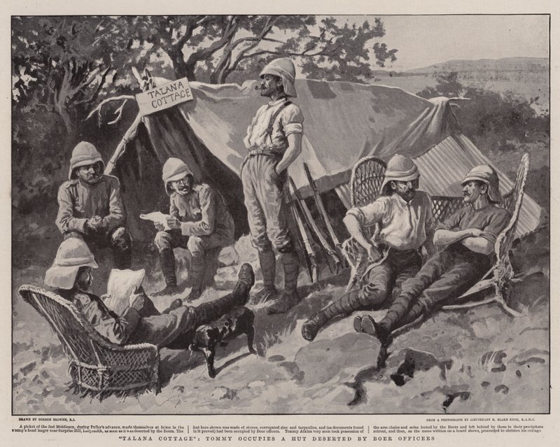 Talana Cottage, Tommy occupies a Hut deserted by Boer Officers by Gordon Frederick Browne