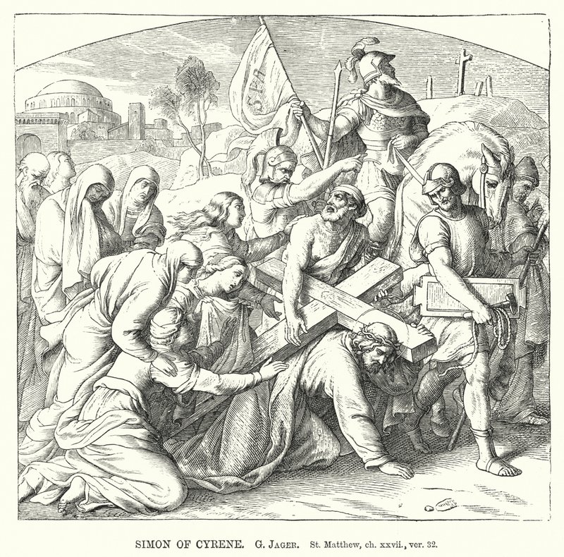 Simon of Cyrene, St Matthew, ch xxvii, ver 32 by Gustav Jager