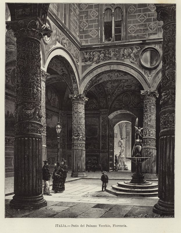 Italy - Courtyard of Palazzo Vecchio, Florence by Gustave Bauernfeind