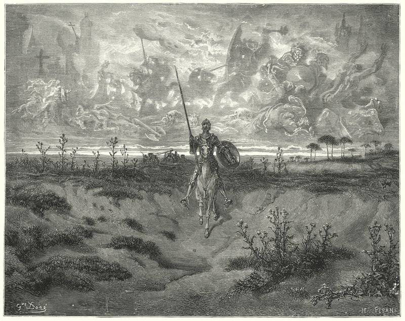 Don Quixote: "He travelled almost all that day" (engraving) by Gustave Dore