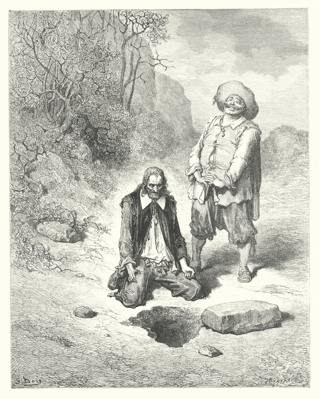 The Fables of La Fontaine: The Miser Who Lost His Treasure by Gustave Dore