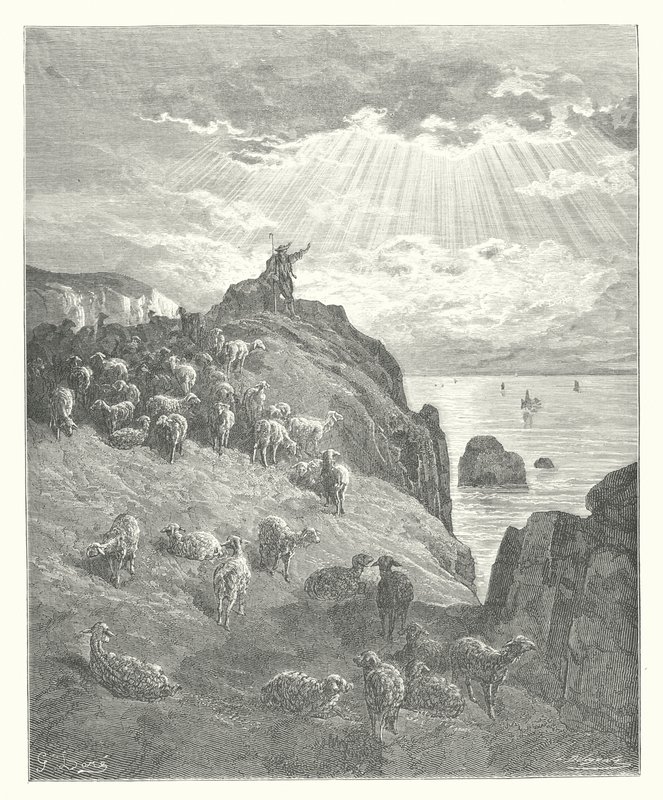 The Fables of La Fontaine: The Shepherd and the Sea by Gustave Dore