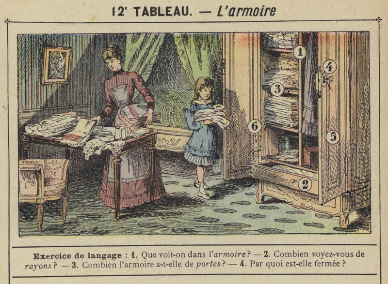 The Wardrobe (colour litho) by Gustave Fraipont