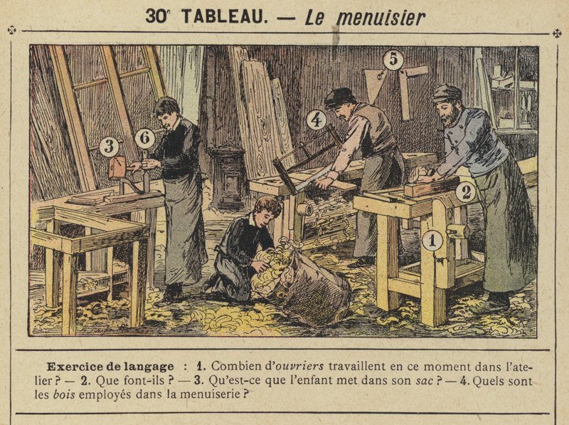The Carpenter (colour litho) by Gustave Fraipont