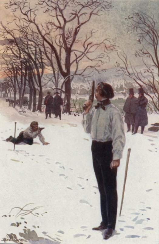 Henri, standing still and covering his face with his pistol, was waiting by H. Delaspre