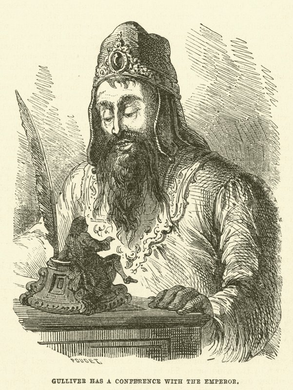 Gulliver has a conference with the Emperor by after Hablot Knight Browne