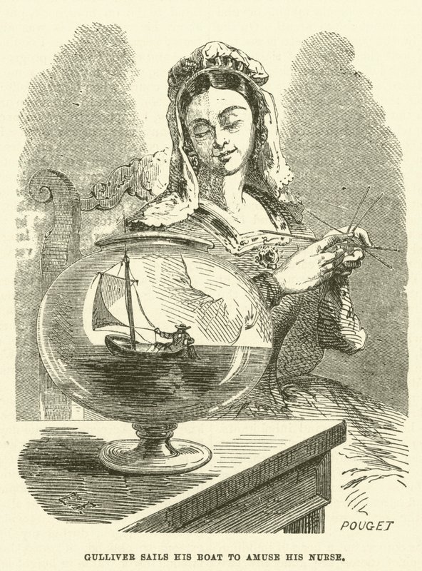 Gulliver Sails His Boat to Amuse His Nurse by after Hablot Knight Browne