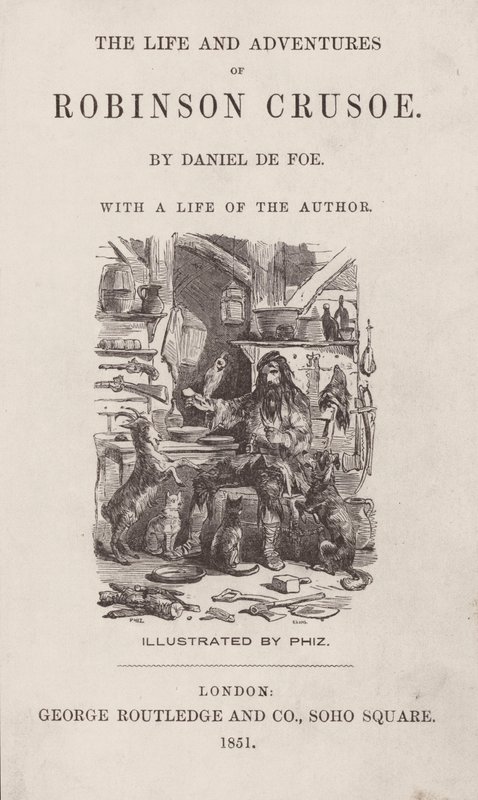 Title-page for The Life and Adventures of Robinson Crusoe by after Hablot Knight Browne
