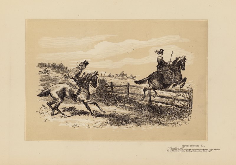 Hunting Sketches, No 3, Follow my Leader, eh? by Hablot Knight (1815 92) Browne