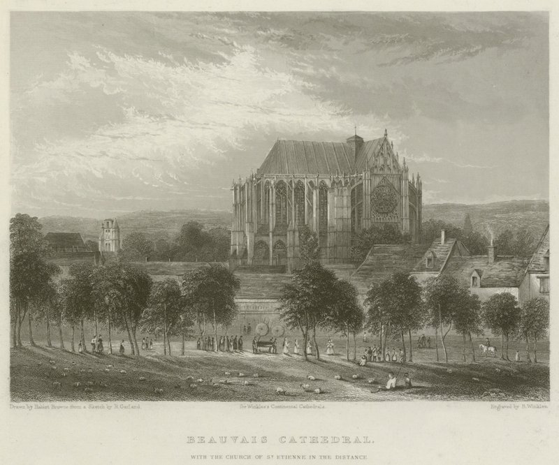 Beauvais Cathedral, with the Church of St Etienne in the Distance by Hablot Knight Browne