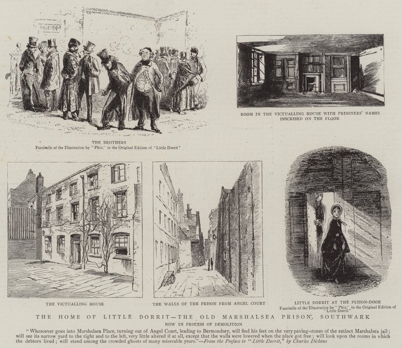 The Home of Little Dorrit, the Old Marshalsea Prison, Southwark by Hablot Knight Browne