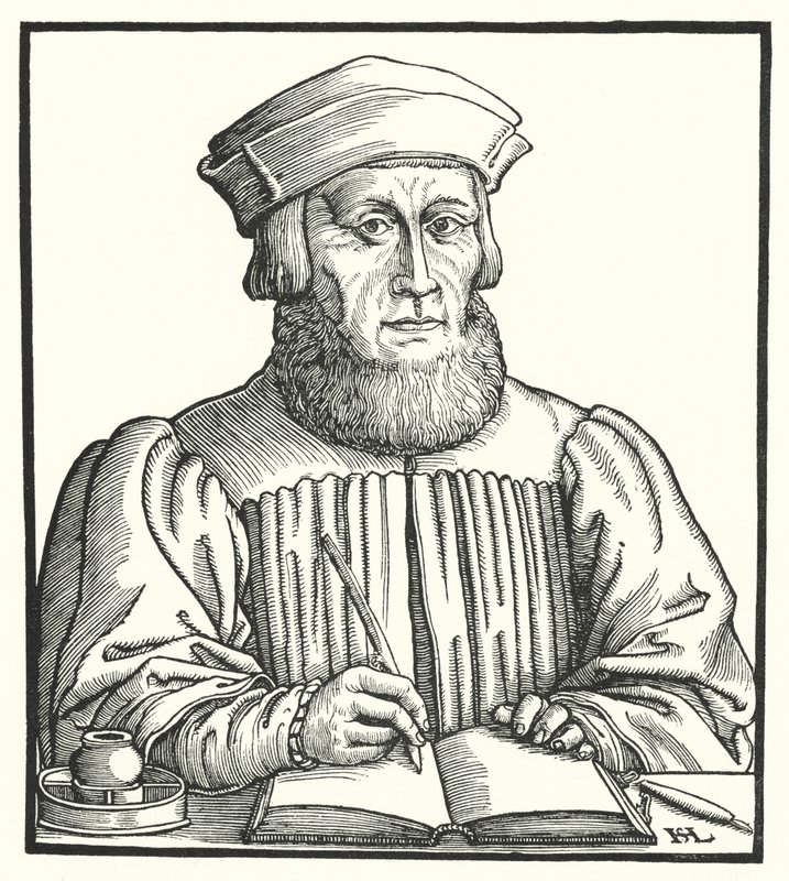 Johannes Aventinus, Bavarian Renaissance humanist, historian and philologist (engraving) by Hanns Sebald Lautensack