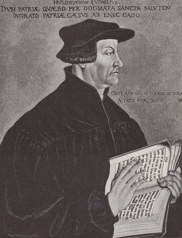 Huldrych Zwingli, Leader of the Reformation in Switzerland (engraving) by Hans (after) Asper