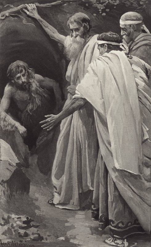 Now they earnestly beseech him, implore him with tears, to return and save that city by Harold Copping
