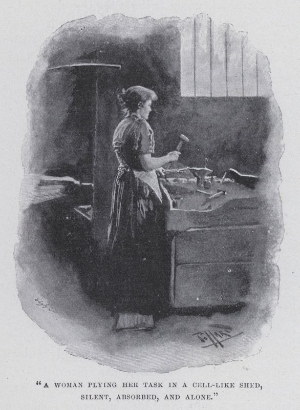 A Woman Plying Her Task in a Cell-like Shed, Silent, Absorbed, and Alone by Harold Hume Piffard