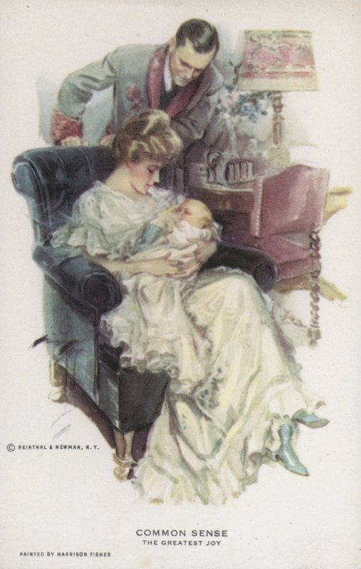 Common Sense - The Greatest Joy: Couple with Their Baby by Harrison Fisher