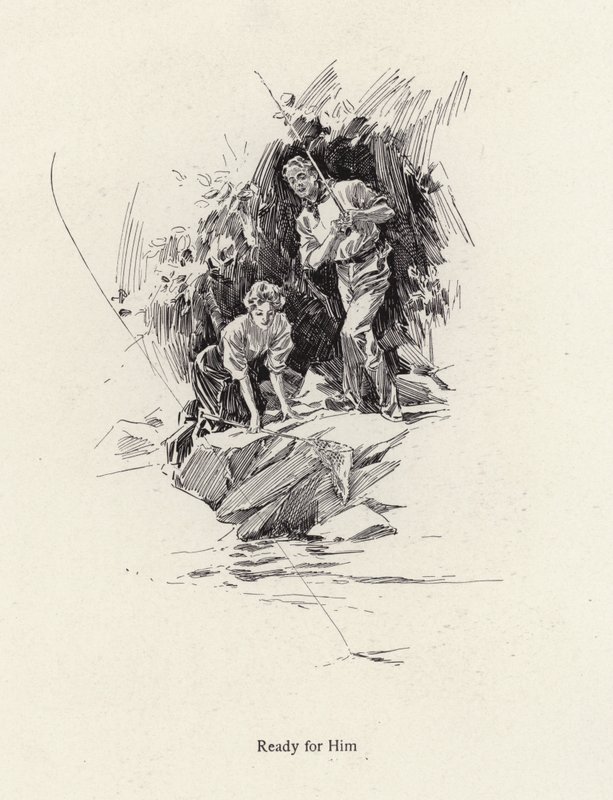 Man and woman fishing in a river or stream by Harrison Fisher