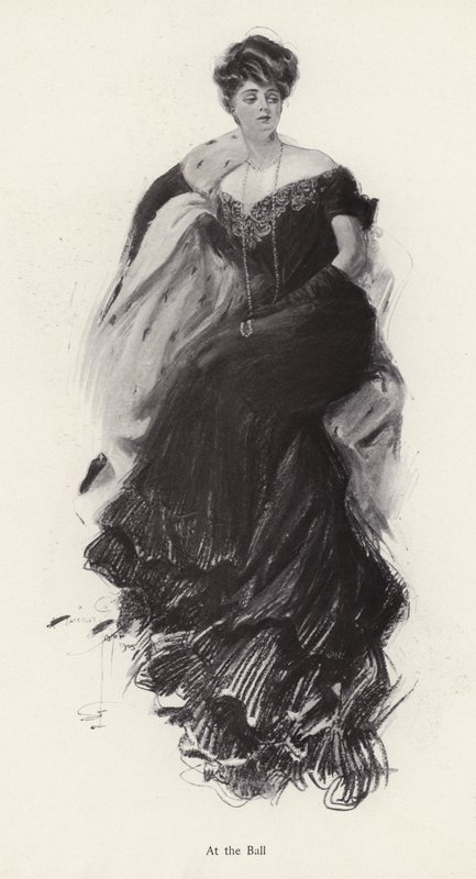 Woman in an evening gown at a ball by Harrison Fisher