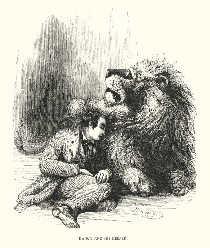 Lion and his Keeper by Harrison William Weir