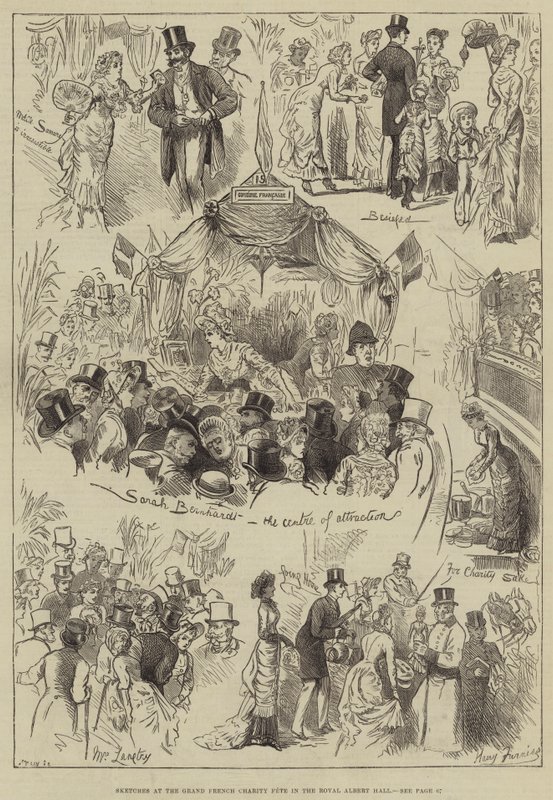 Sketches at the Grand French Charity Fete in the Royal Albert Hall by Harry Furniss
