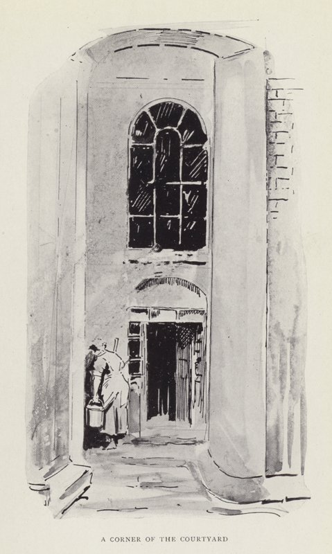 A corner of the courtyard by Harry Furniss