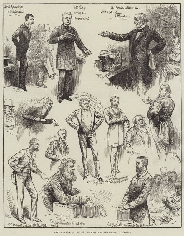 Sketches during the Cloture Debate in the House of Commons by Harry Furniss