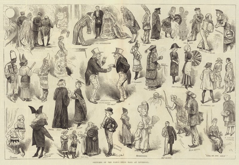 Sketches of the Fancy Dress Ball at Liverpool by Harry Furniss