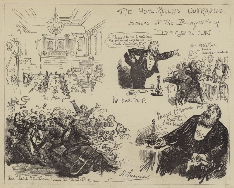 The Home-Rulers Outraged, Scenes at the Banquet in Dublin by Harry Furniss