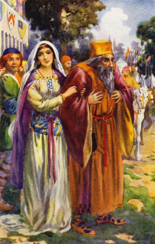 "He beheld Isaac the Jew and his lovely daughter Rebecca" by Harry George Theaker