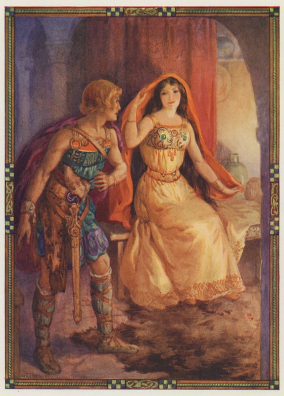 "The lady uncovered her face", The Loathly Lady and the Gallant Knight by Harry George Theaker