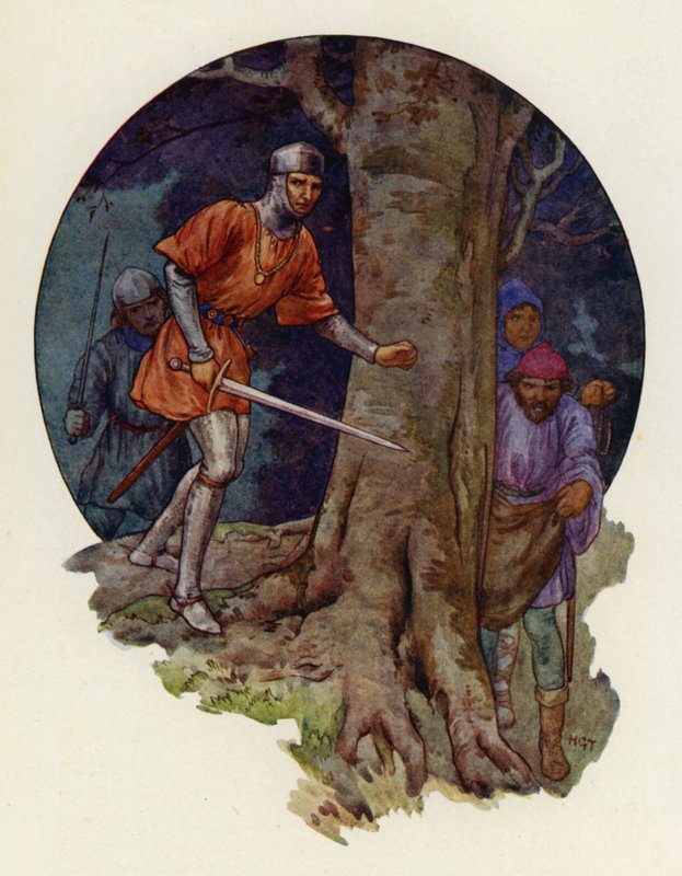 The outlaws at last! cried the Sheriff, and with drawn sword he ran to where the figures had disappeared by Harry George Theaker