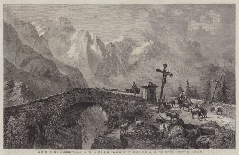 Morning in the Viescher Thal, Going up to the High Pasturage by Harry John Johnson