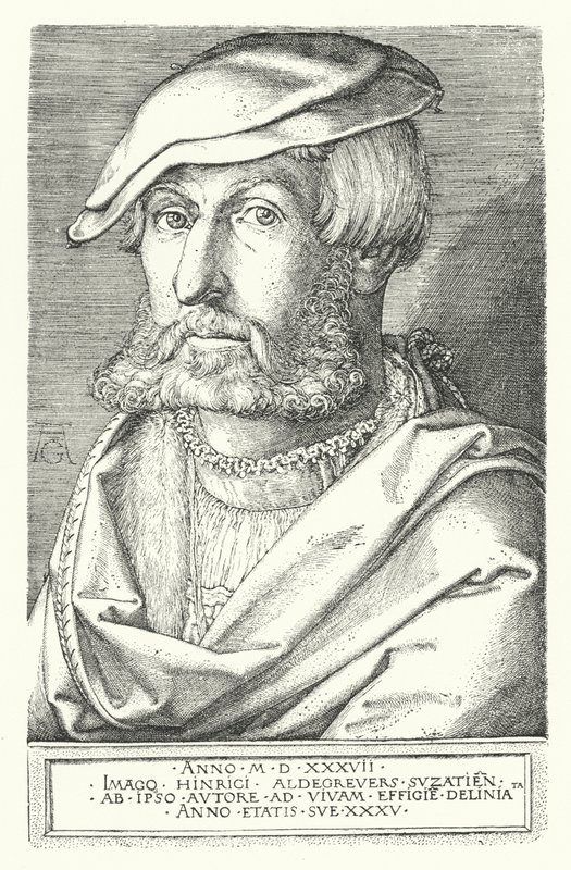 Self-portrait of Heinrich Aldegrever, German painter and engraver by Heinrich (after) Aldegrever