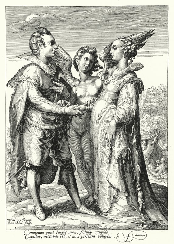 Marriage for Love Officiated by Cupid by Hendrik (after) Goltzius
