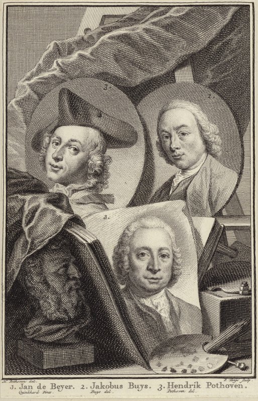 Portrait of Jan de Beijer, Jacobus Buys and Hendrik Pothoven by Hendrik Pothoven