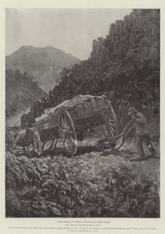 A Boer Method of Getting Wagons down Steep Places by Henry Charles Seppings Wright