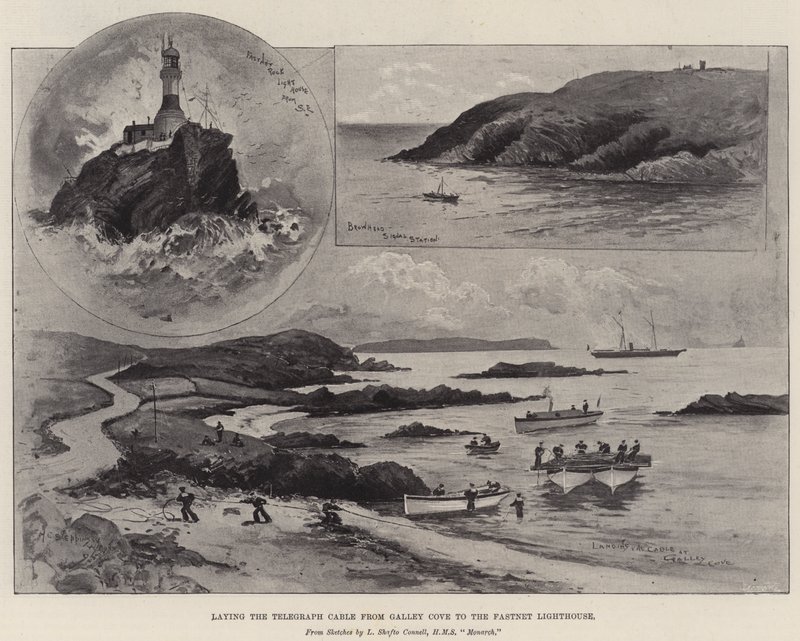 Laying the Telegraph Cable from Galley Cove to the Fastnet Lighthouse by Henry Charles Seppings Wright