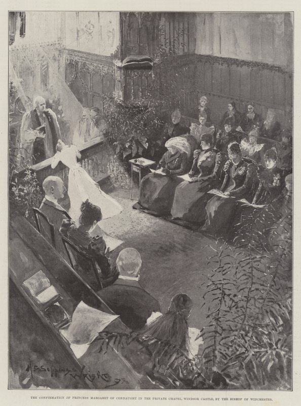 The Confirmation of Princess Margaret of Connaught in the Private Chapel, Windsor Castle, by the Bishop of Winchester by Henry Charles Seppings Wright