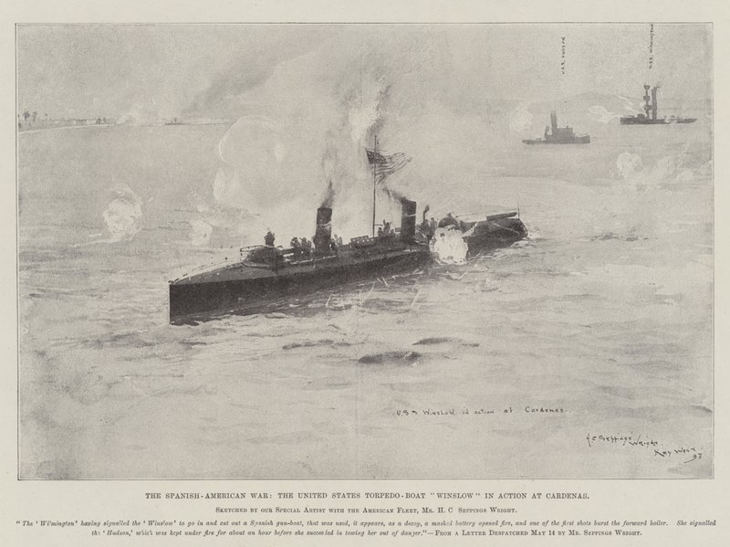The Spanish-American War, the United States Torpedo-Boat Winslow in Action at Cardenas by Henry Charles Seppings Wright