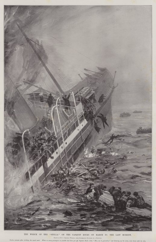 The Wreck of the Stella on the Casquet Rocks on 30 March, the Last Moment by Henry Charles Seppings Wright
