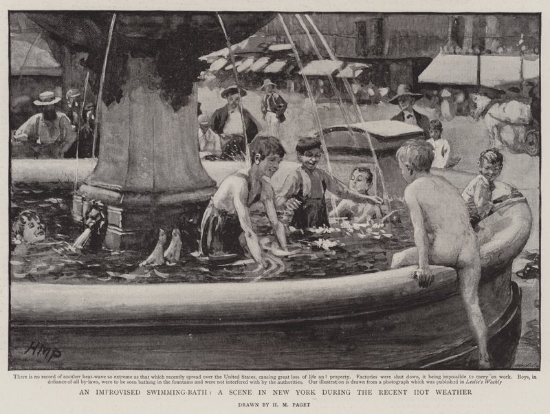 An Improvised Swimming-Bath, A Scene in New York during the Recent Hot Weather by Henry Marriott Paget