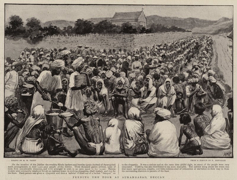 Feeding the Poor at Aurangabad, Deccan by Henry Marriott Paget