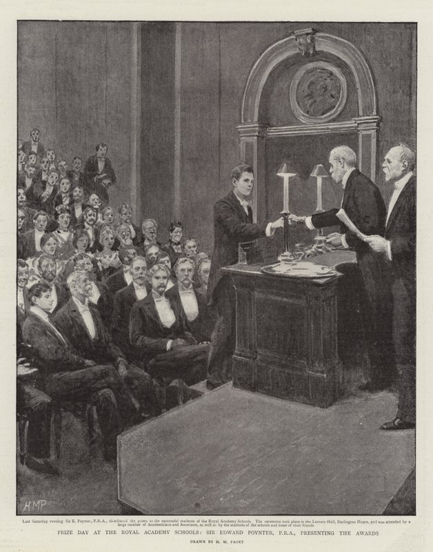 Prize Day at the Royal Academy Schools, Sir Edward Poynter, PRA, presenting the Awards by Henry Marriott Paget