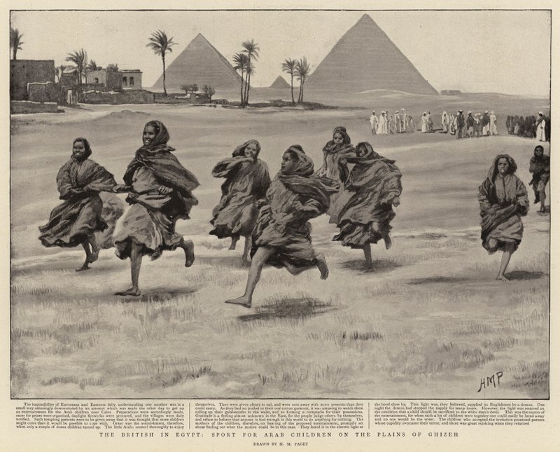 The British in Egypt, Sport for Arab Children on the Plains of Ghizen by Henry Marriott Paget