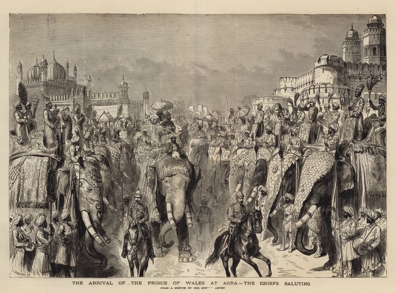 The Arrival of the Prince of Wales at Agra, the Chiefs Saluting by Henry William Brewer