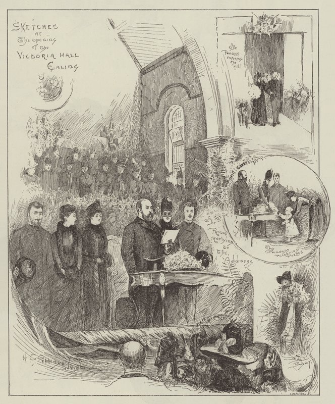 Sketches at the Opening of the Victoria Hall, Ealing by Henry Charles Seppings Wright