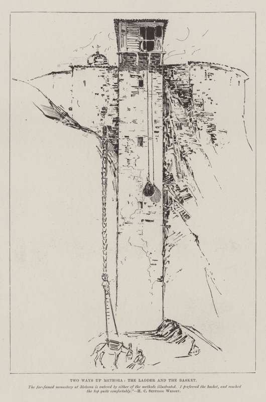 Two Ways up Meteora, the Ladder and the Basket by Henry Charles Seppings Wright