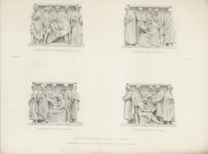 Sculptures on the podium of the Albert Memorial by Henry Hugh Armstead